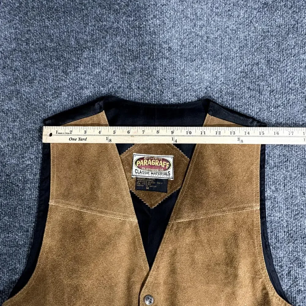 Paragraff Suede Leather Vest Mens Medium Brown Southwestern Cowboy Western